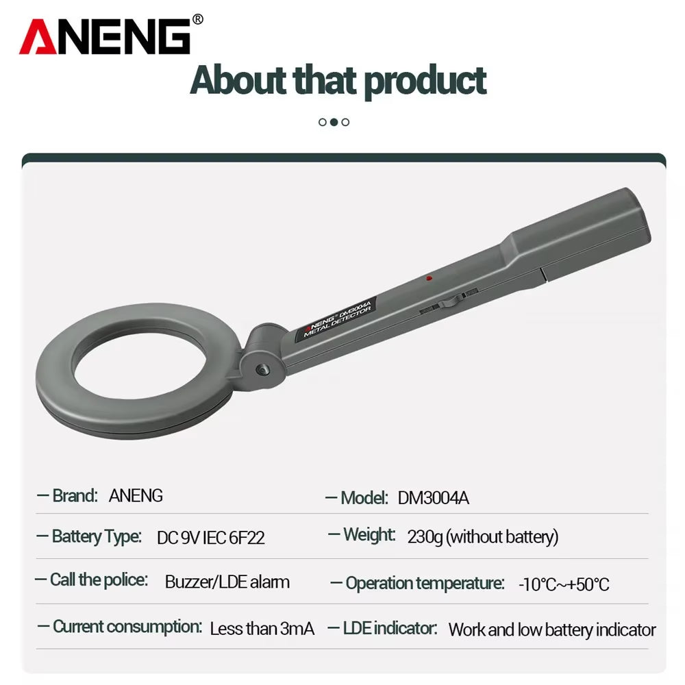 Portable Metal Detector DM3004A High Sensitivity Body Search Handheld Security Intelligently Adjust Objects Distance Tools