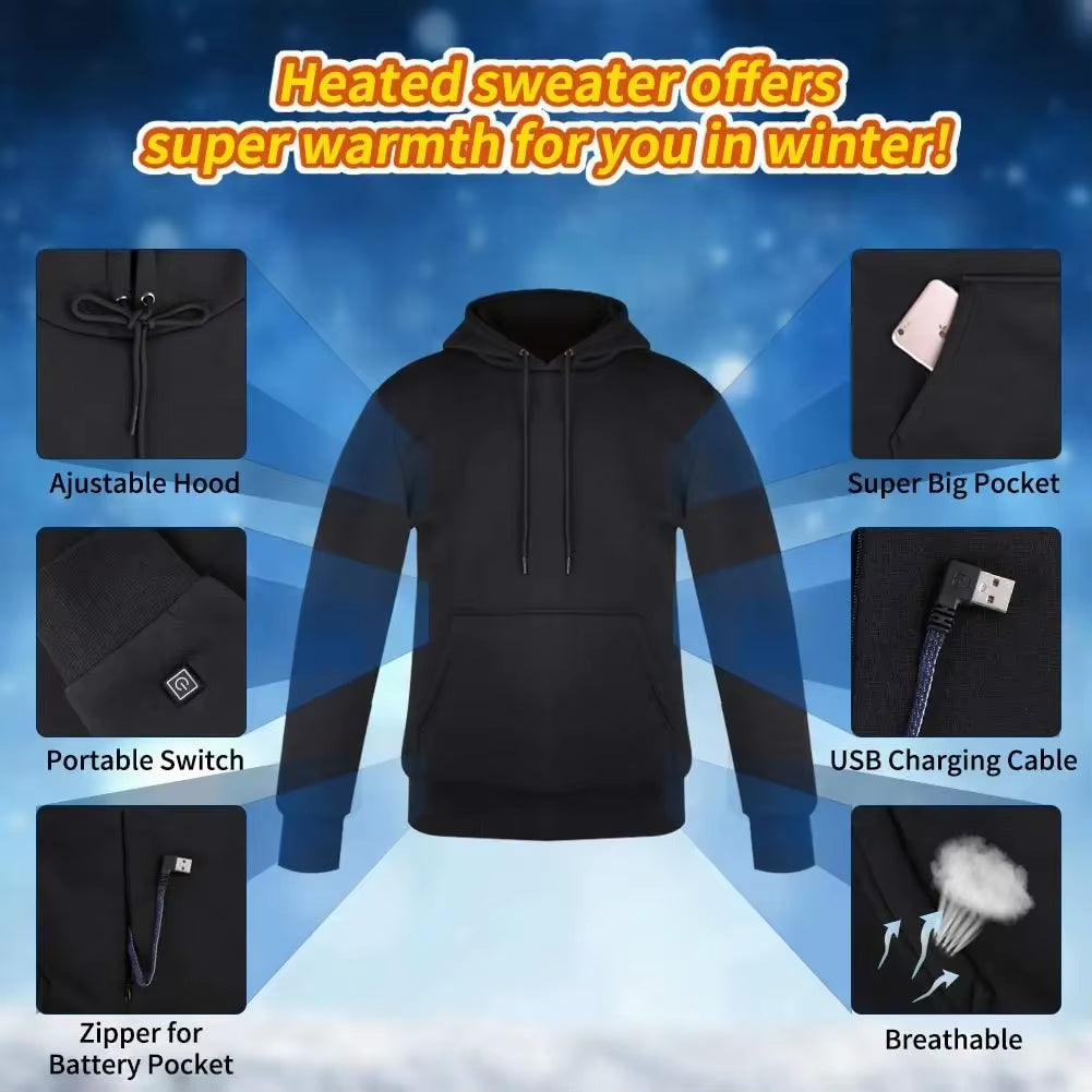 USB Heated Vintage Gothic Hoodies for Men and Women - Long Sleeve Loose Coats and Harajuku Streetwear Sweatshirts