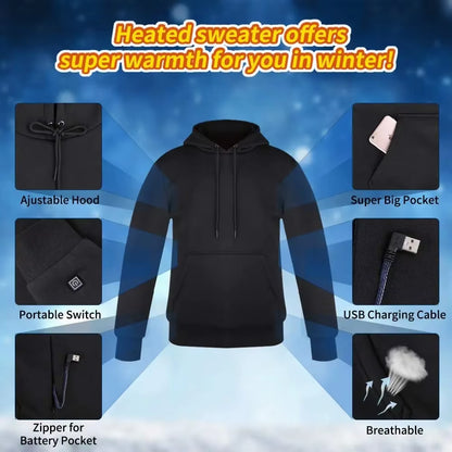USB Heated Vintage Gothic Hoodies for Men and Women - Long Sleeve Loose Coats and Harajuku Streetwear Sweatshirts