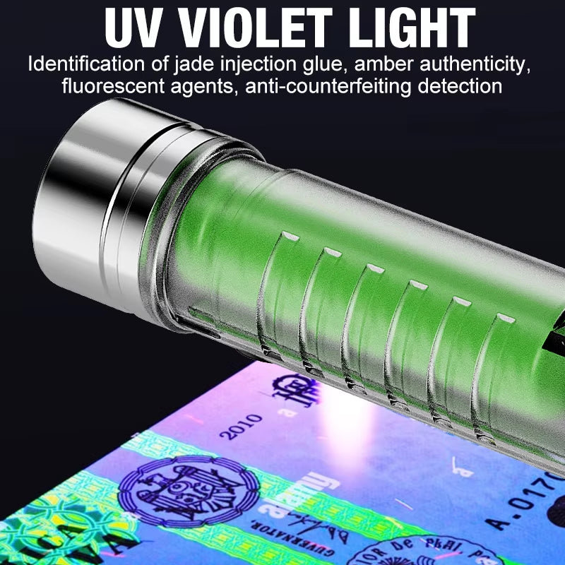 Mini Keychain Flashlight Type C Fast Charging Waterproof Flashlight Multi-Function Warning Camping Flashlight