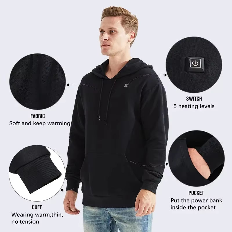 USB Heated Vintage Gothic Hoodies for Men and Women - Long Sleeve Loose Coats and Harajuku Streetwear Sweatshirts