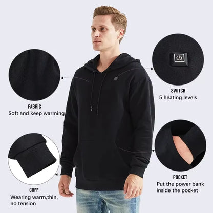 USB Heated Vintage Gothic Hoodies for Men and Women - Long Sleeve Loose Coats and Harajuku Streetwear Sweatshirts